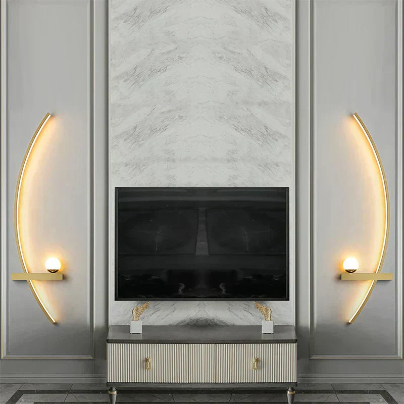 Modern Gold and Black Metal Outdoor Wall Lamp