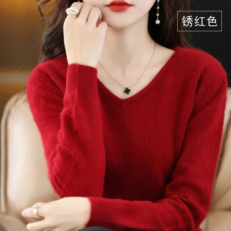 Soft Cashmere V Neck Women's Slim Fit Sweater