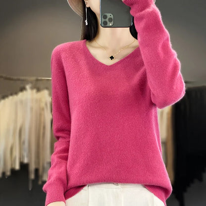 Cozy Australian Merino Wool V-Neck Sweater
