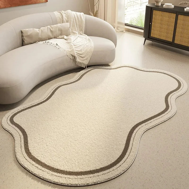 Beige Unique Shag Rug | Simple Anti-Slip Plush Mat