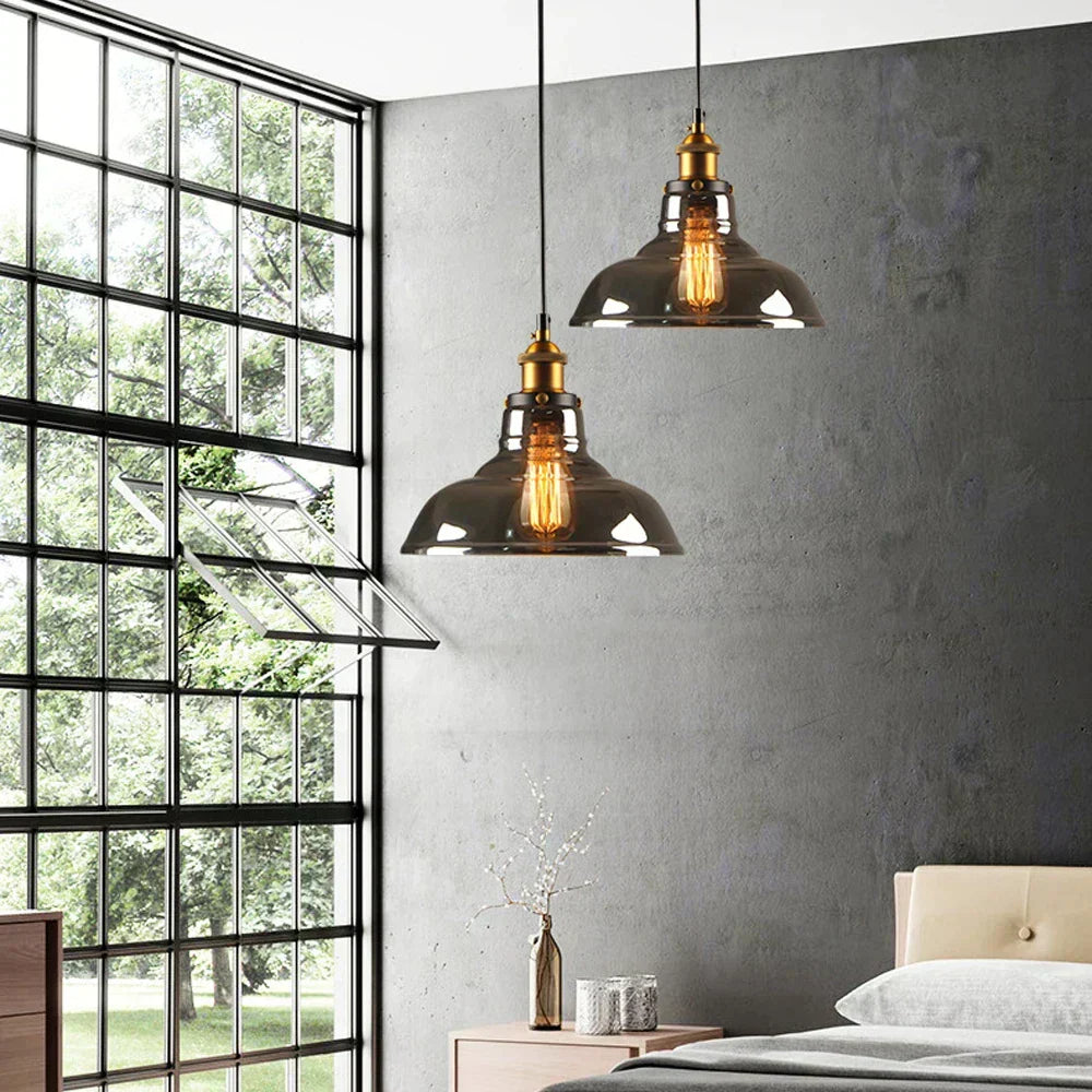 Vintage Glass Drop Light Fixture for Living Rooms - Lusomart
