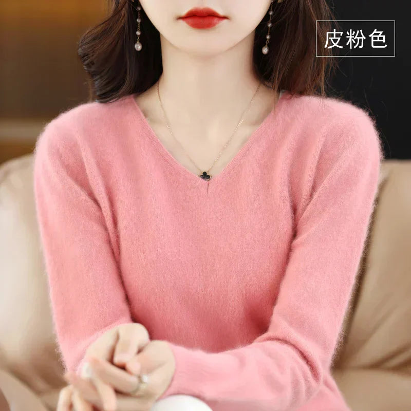 Soft Cashmere V Neck Women's Slim Fit Sweater