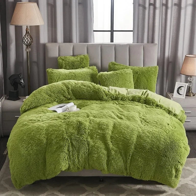 Soft Luxe Duvet Cover With Fuzzy Faux Fur Trim - Lusomart