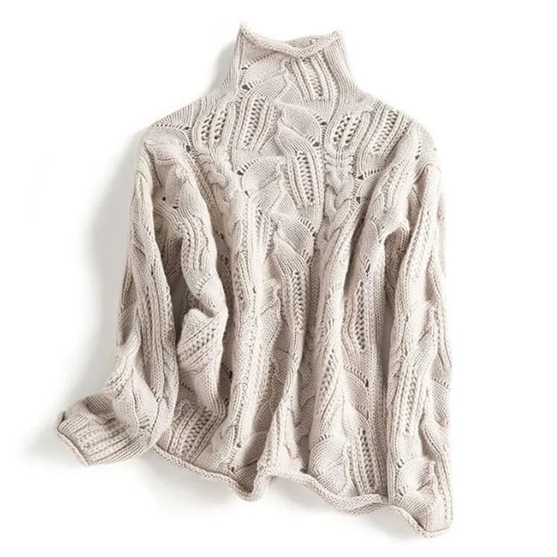 Warm High Neck Knit Sweater In Soft Fabric - Lusomart