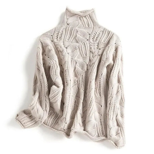 Warm High Neck Knit Sweater In Soft Fabric - Lusomart