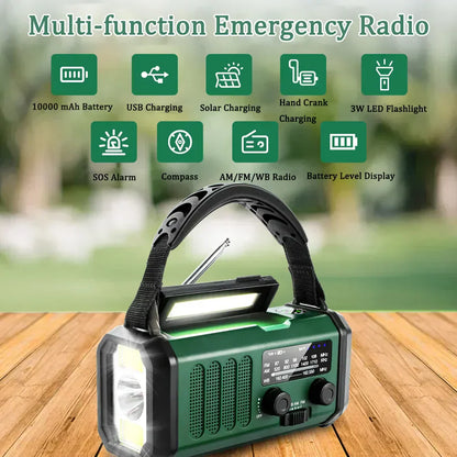 Portable Solar Crank NOAA Radio Power Bank Charger