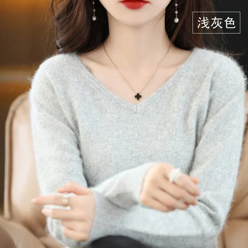 Soft Cashmere V Neck Women's Slim Fit Sweater