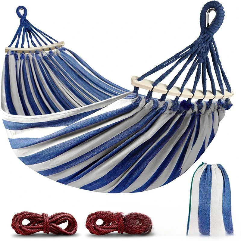 Durable Outdoor Hammock with Wooden Frame for Camping - Lusomart
