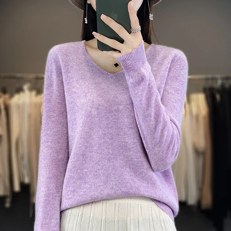 Soft Australian Merino Wool V-Neck Sweater