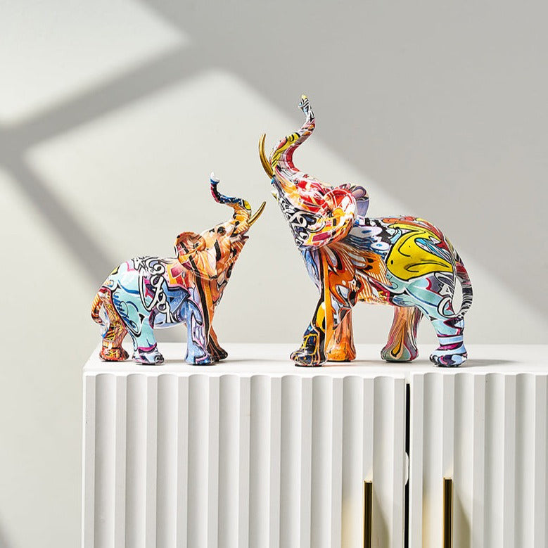 White Hand Painted Elephant Figurine