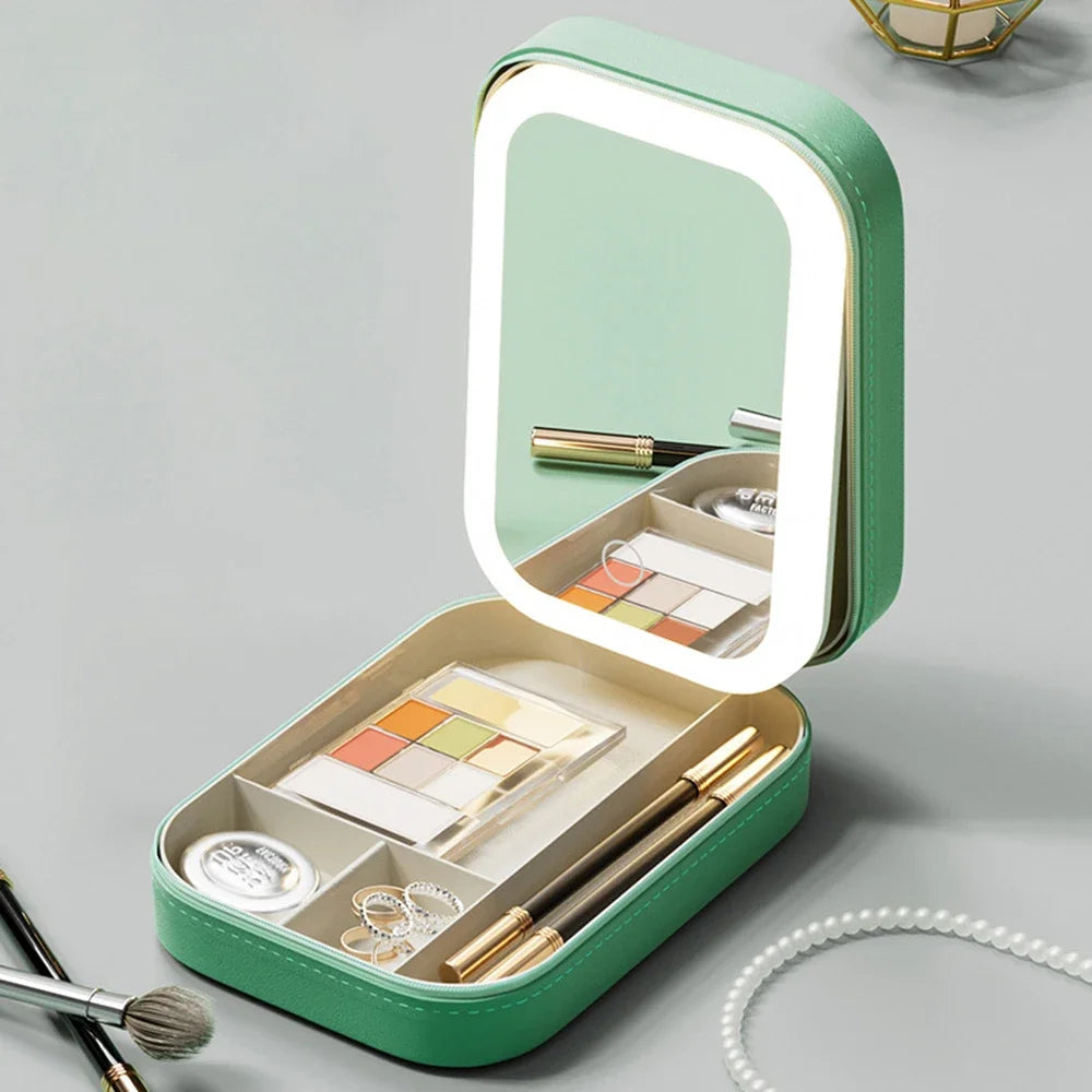 Portable Travel Makeup Case with LED Light