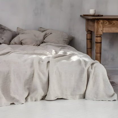 Soft Linen Bed Sheet Set with 2 Pillowcases - Natural Color - Lusomart