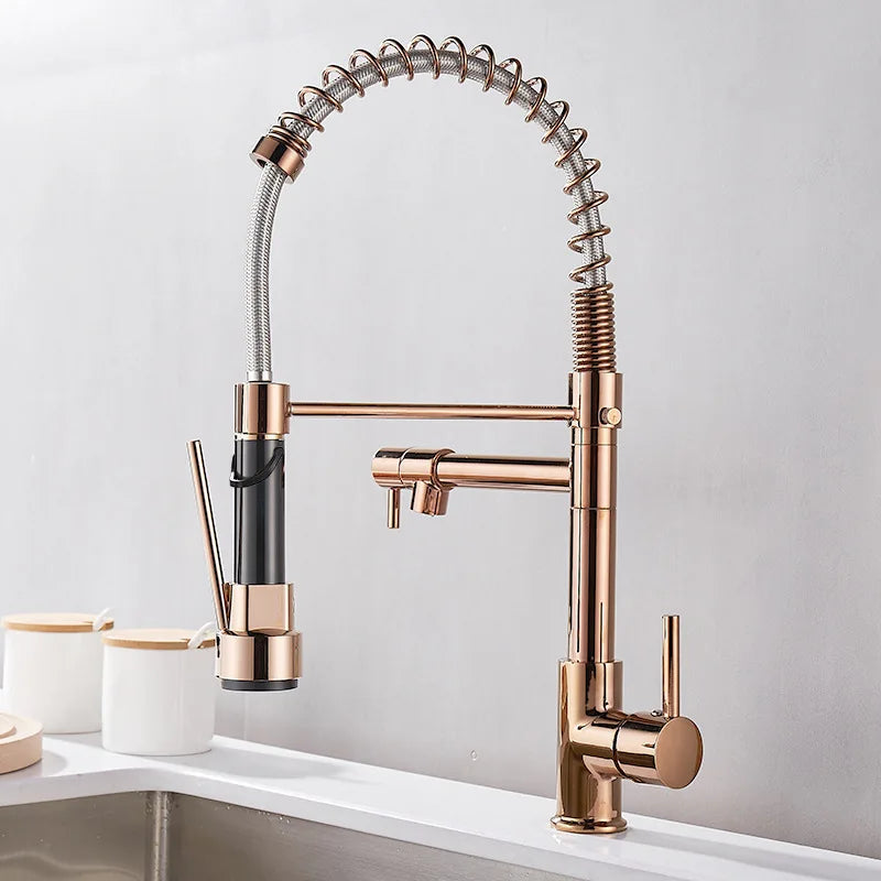 Luxury 2 Handle Kitchen Faucet In Black And Gold