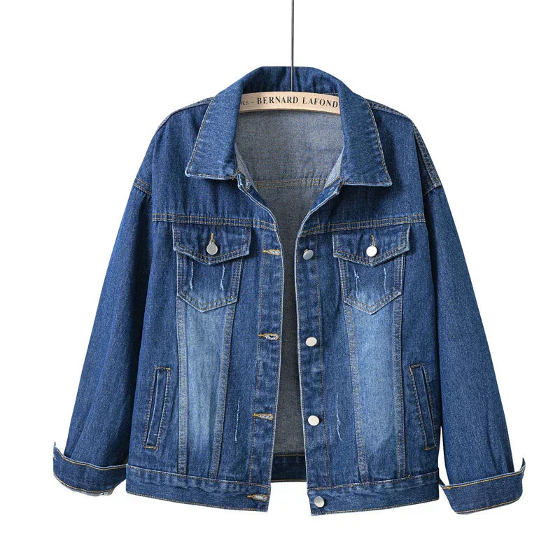 Classic Women's Denim Jacket Button Front Casual Wear - Lusomart