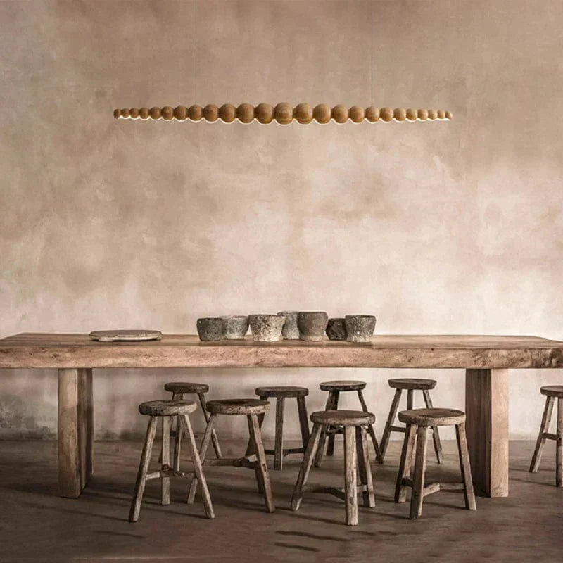 Rustic Wooden Bead Ceiling Light