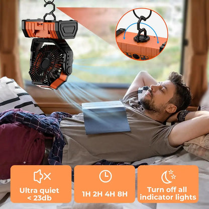 Portable Outdoor Fan With LED Light And Power Bank