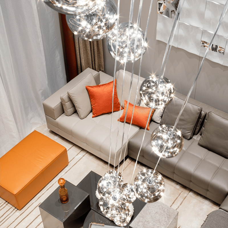 Elegant Glass Globe Stairway Lighting Fixture