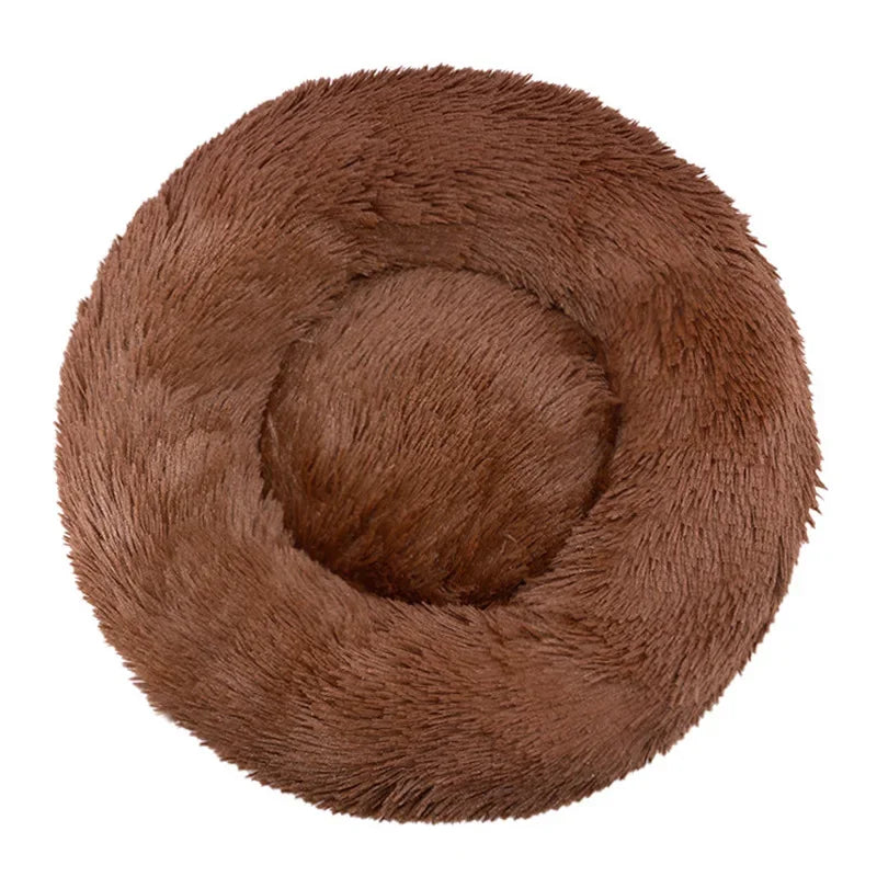 Comfy Round Furry Pet Bed for Cats and Dogs