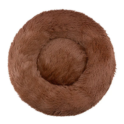 Comfy Round Furry Pet Bed for Cats and Dogs