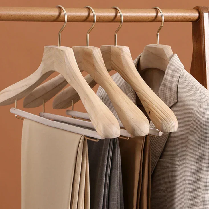 Premium Wooden Closet Hangers 2 Pack Wide Shoulders - Lusomart