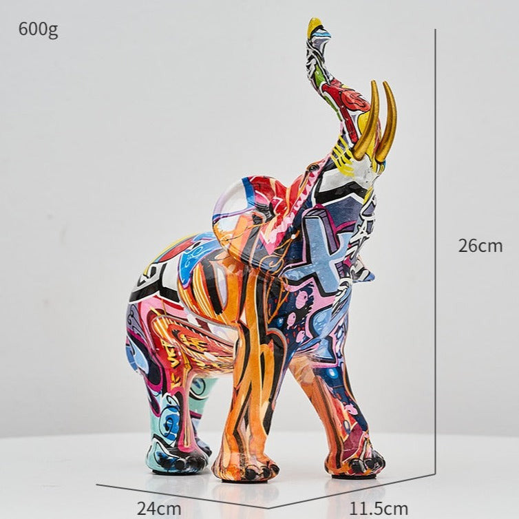 White Hand Painted Elephant Figurine