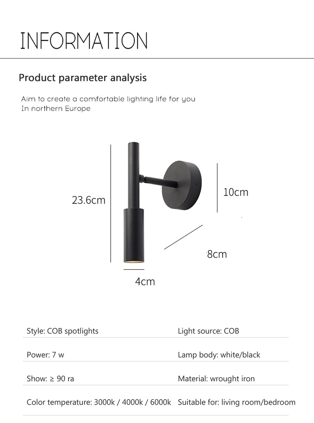 Flexible Black Adjustable Wall Reading Lamp