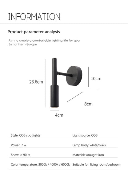 Flexible Black Adjustable Wall Reading Lamp