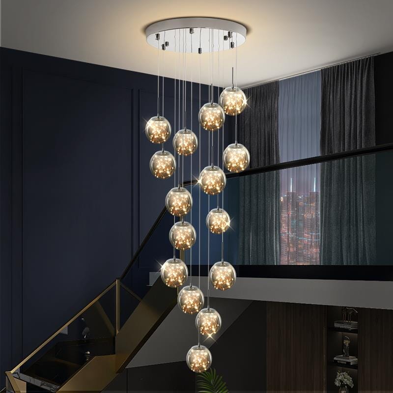 Elegant Glass Globe Stairway Lighting Fixture