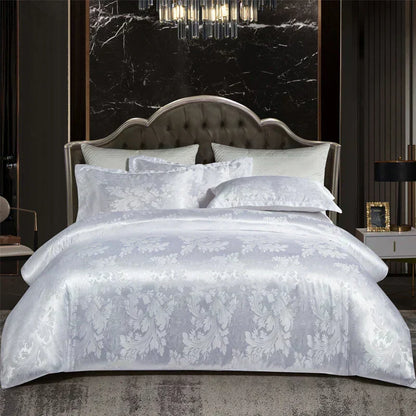 Luxury Gold Blue Satin Duvet Cover Set King Size