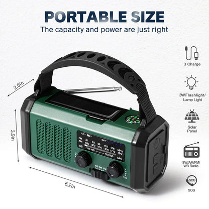 Portable Solar Crank NOAA Radio Power Bank Charger