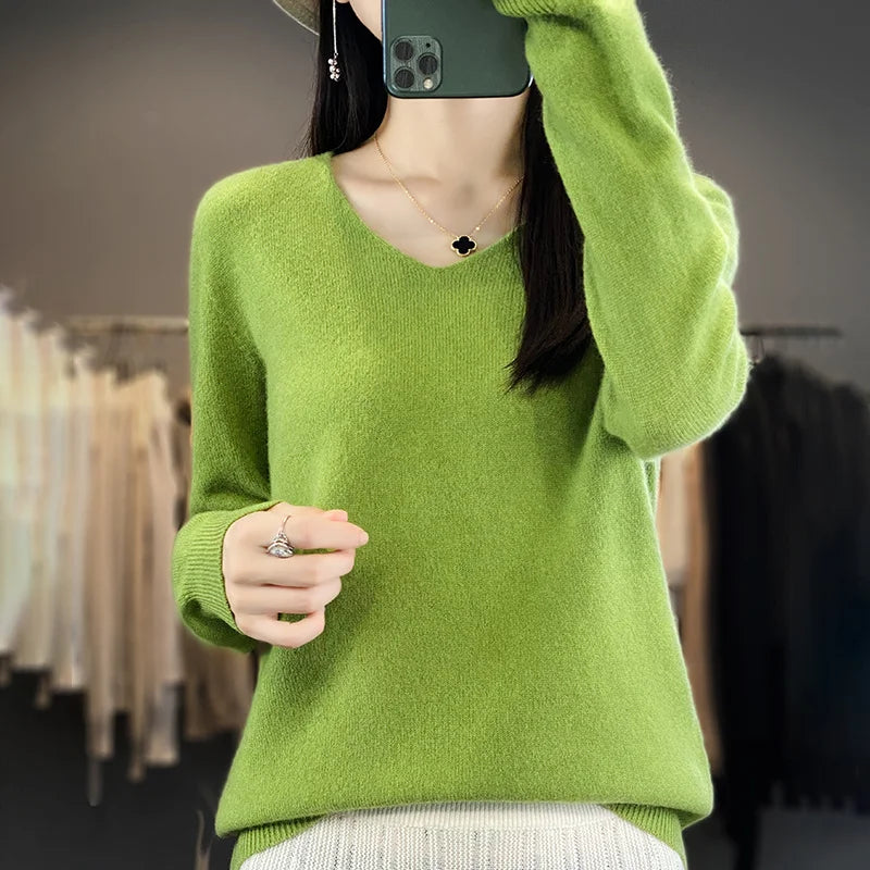 Soft Australian Merino Wool V-Neck Sweater