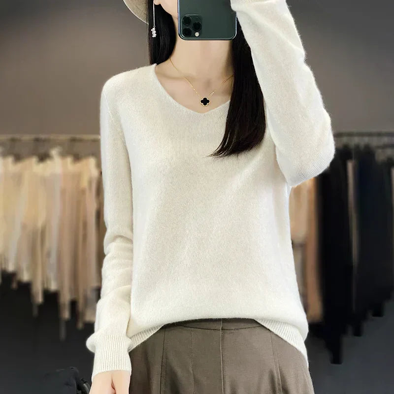 Soft Australian Merino Wool V-Neck Sweater