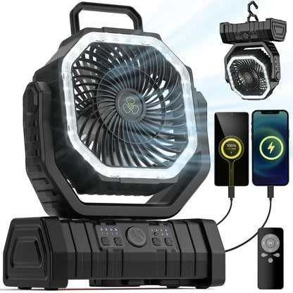 Portable Outdoor Fan With LED Light And Power Bank