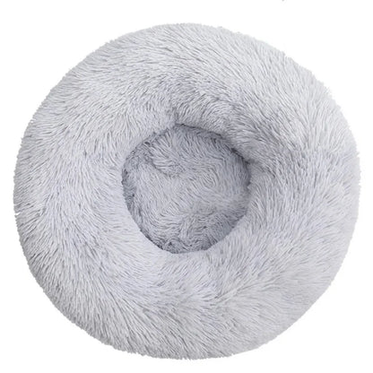 Comfy Round Furry Pet Bed for Cats and Dogs