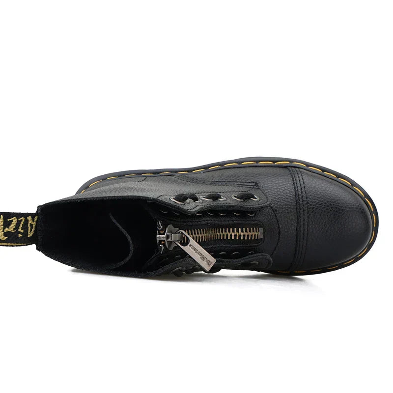 Authentic Leather Platform Boots with Zipper for Edgy Style