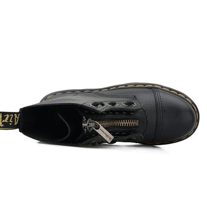 Authentic Leather Platform Boots with Zipper for Edgy Style