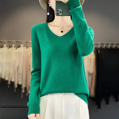 Soft Australian Merino Wool V-Neck Sweater