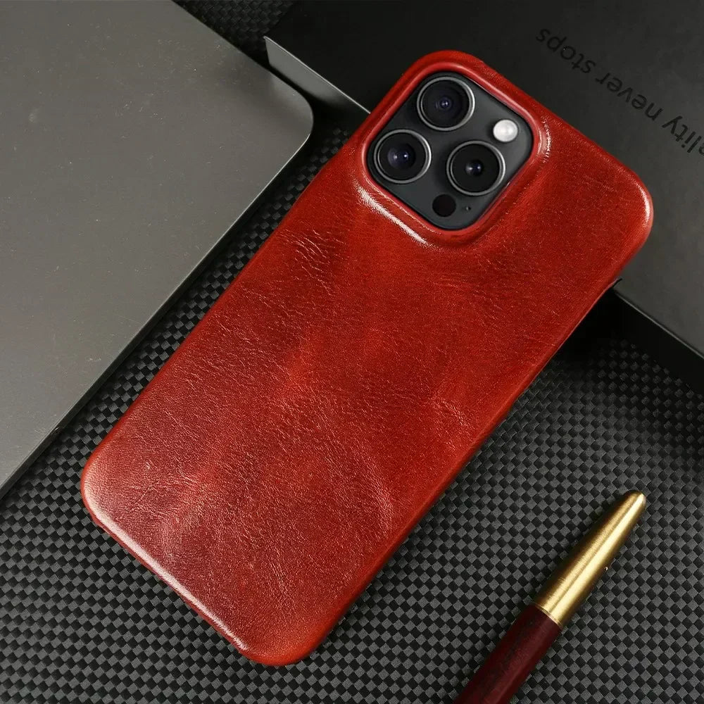 Premium Real Leather iPhone Cover Handcrafted Cowhide