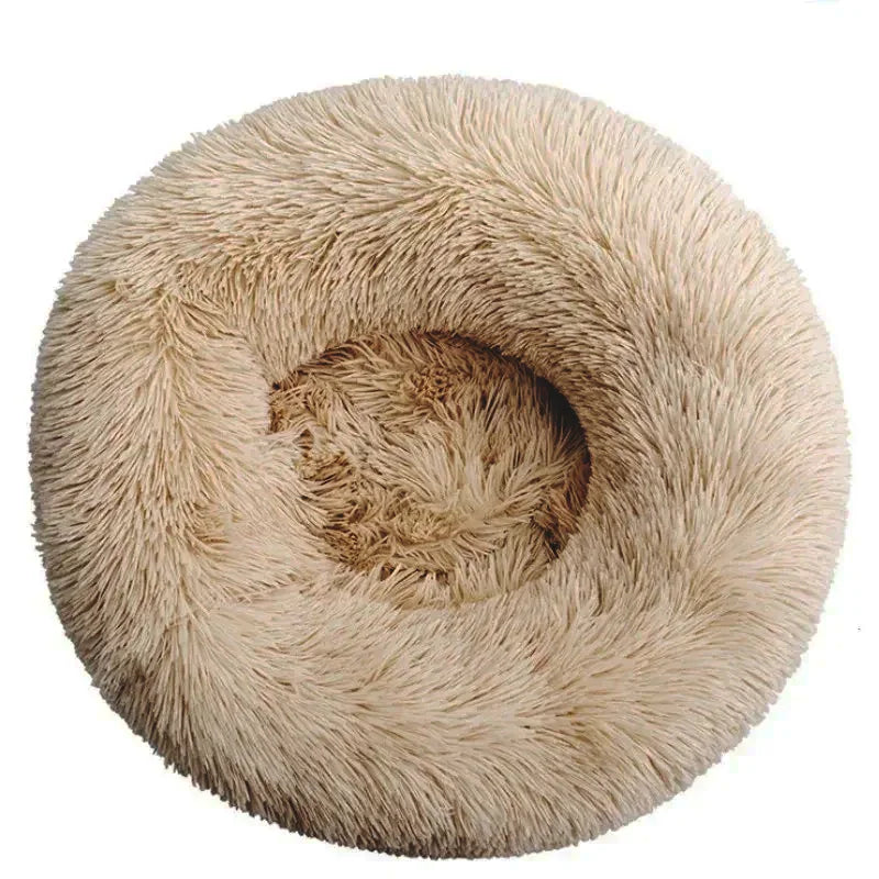 Comfy Round Furry Pet Bed for Cats and Dogs