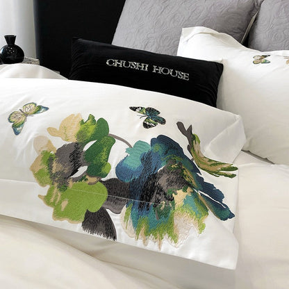 Luxurious Soft Cotton Duvet Cover Set with Embroidery