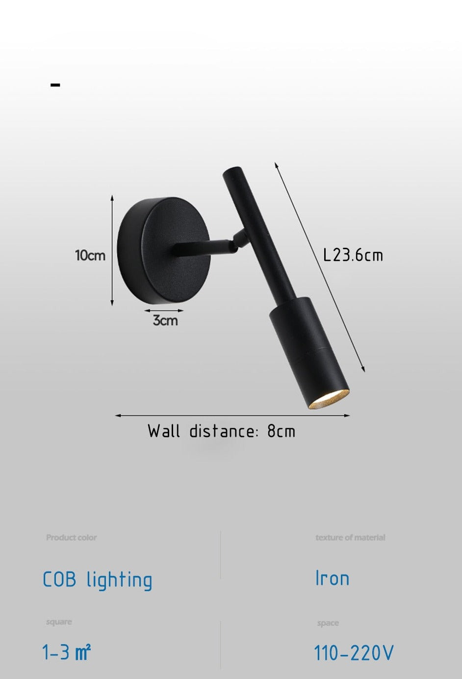Flexible Black Adjustable Wall Reading Lamp