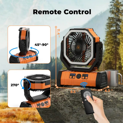 Portable Outdoor Fan With LED Light And Power Bank