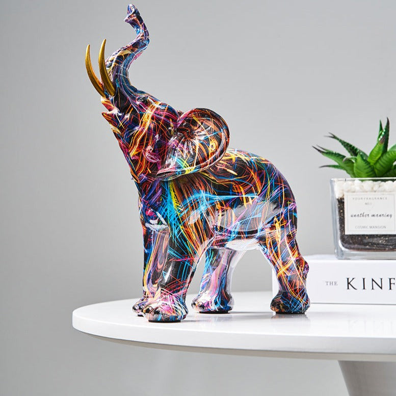 White Hand Painted Elephant Figurine