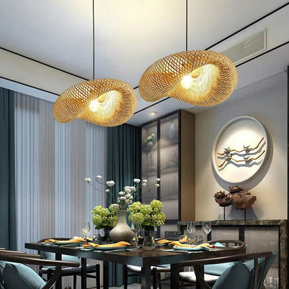Natural Bamboo Hanging Light | Rustic Kitchen Pendant