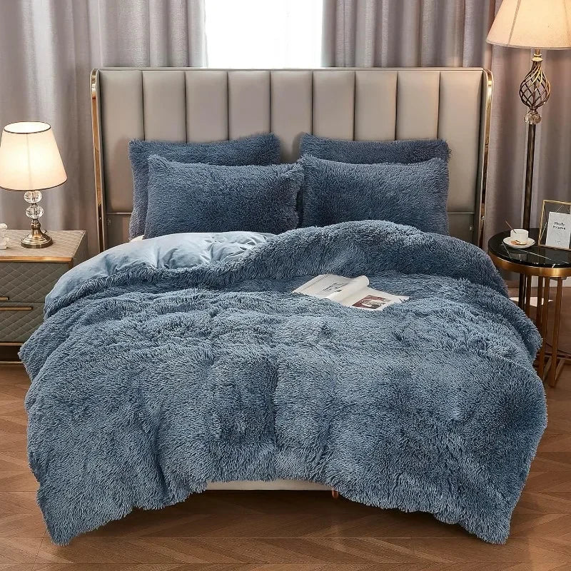 Soft Luxe Duvet Cover With Fuzzy Faux Fur Trim