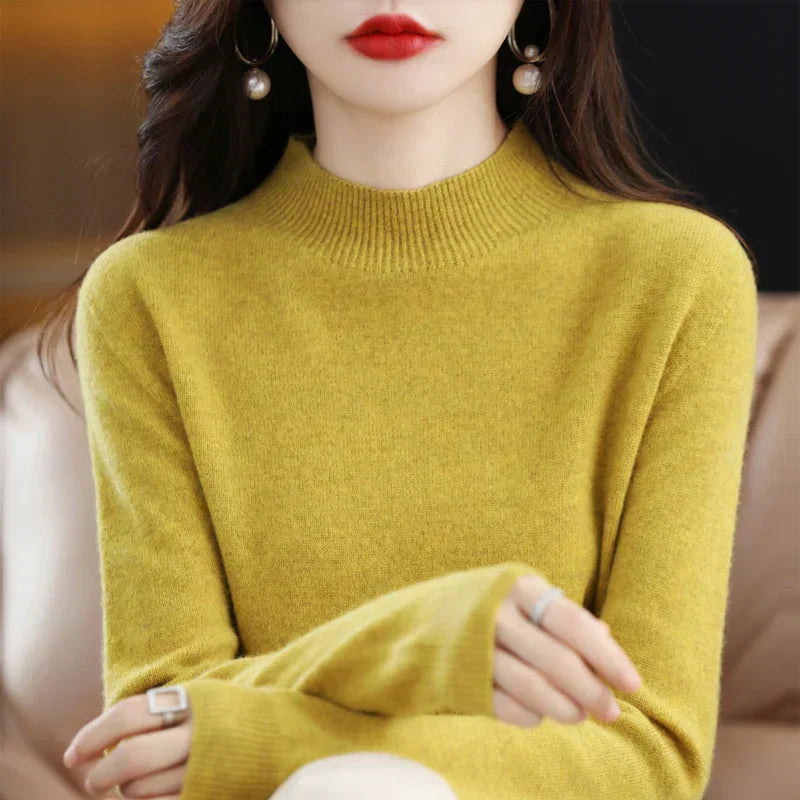 Soft Women's Merino Wool Slim Fit Sweater - Lusomart
