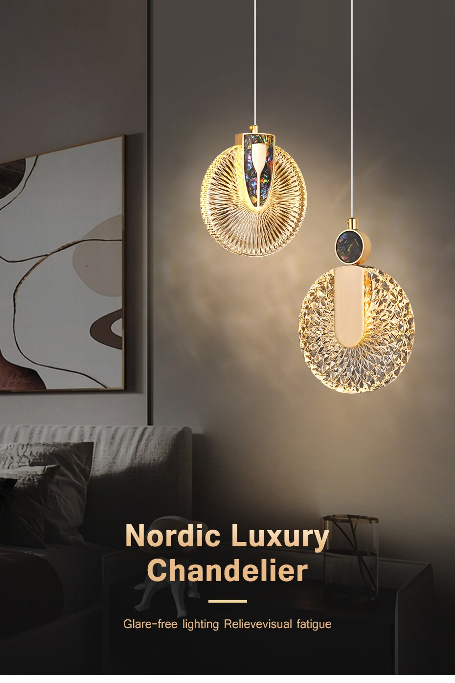 Luxury Crystal Glass Pendant Lighting Fixture