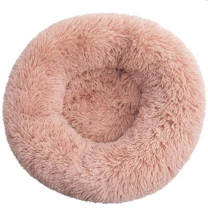 Comfy Round Furry Pet Bed for Cats and Dogs