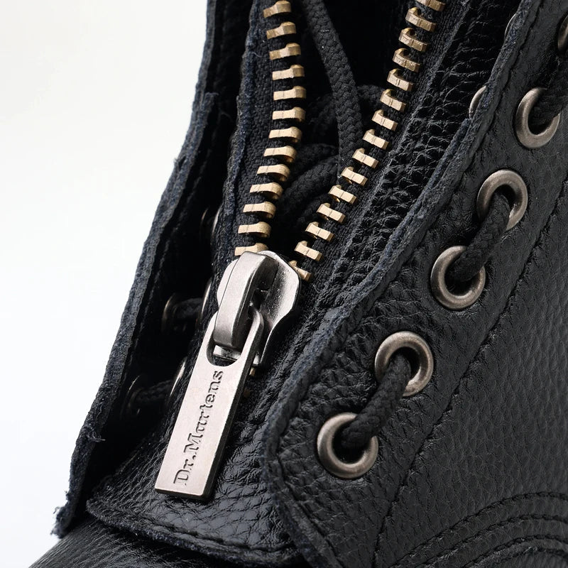 Authentic Leather Platform Boots with Zipper for Edgy Style