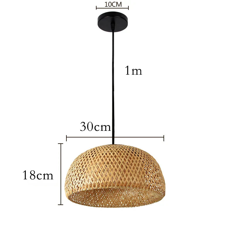 Natural Bamboo Hanging Lamp Handmade Asian Style